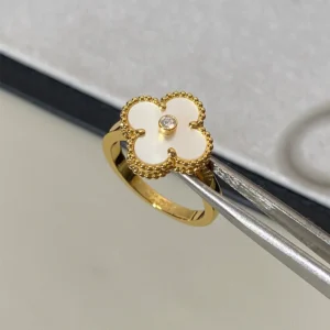 White Mother-of-Pearl Pavé Ring