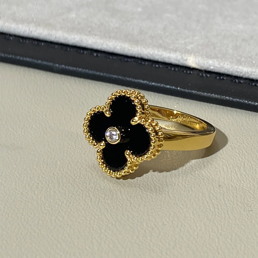 Black Onyx Clover & Pavé Ring