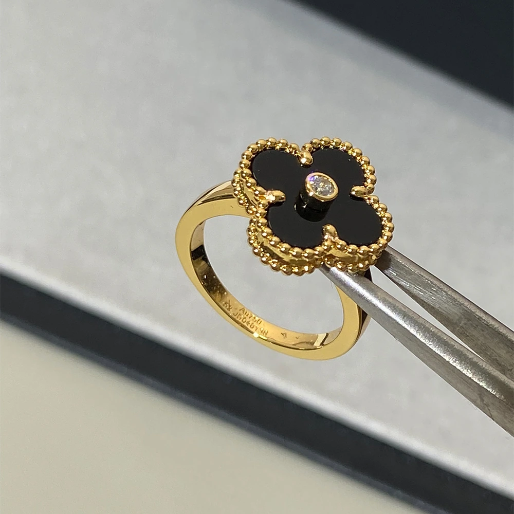 Black Onyx Clover & Pavé Ring