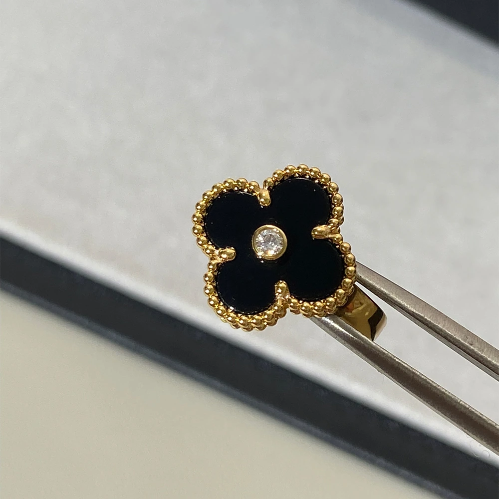 Black Onyx Clover & Pavé Ring