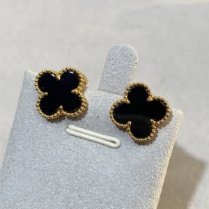 Black Onyx Clover Earrings