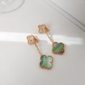 Green Mother-of-Pearl Clover Earrings