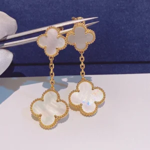 White Mother-of-Pearl Clover Earrings