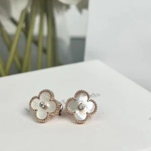White Mother-of-Pearl Clover Earrings