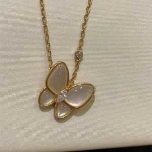 Mother-of-Pearl Pavé Butterfly Necklace