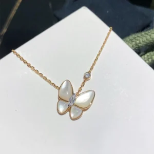White Mother-of-Pearl Butterfly Necklace
