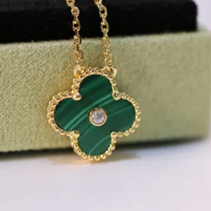 Malachite Pavé Clover Necklace