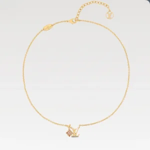Pink Crystal Floral Letter Necklace