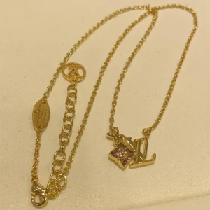 Pink Crystal Floral Letter Necklace