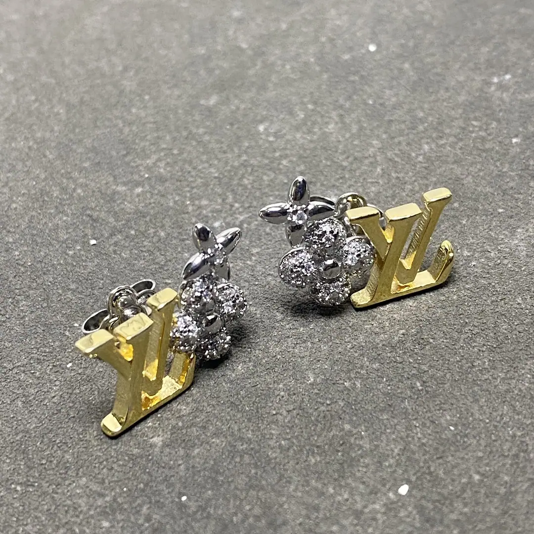 Two-Tone Alphabet Stud Earrings