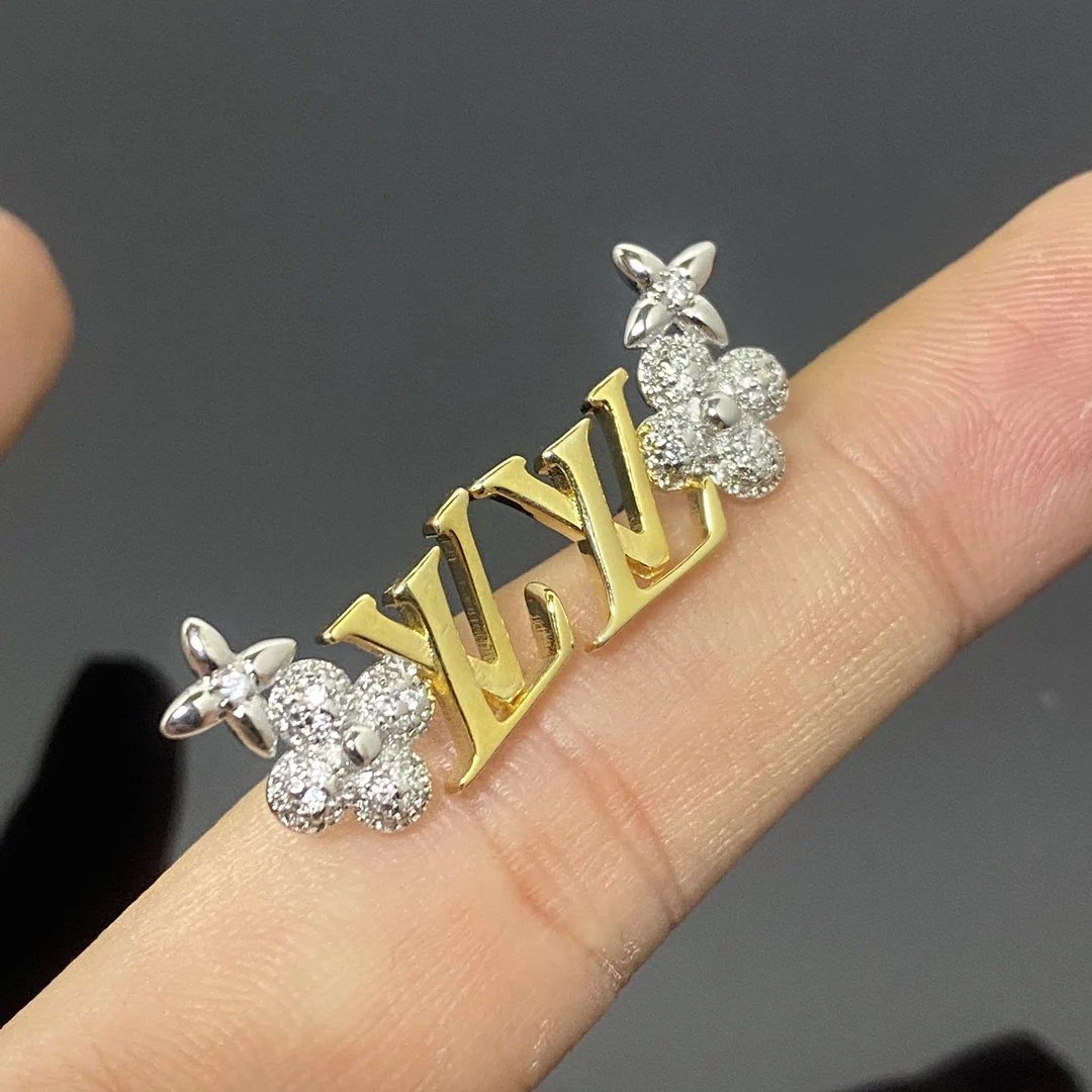 Two-Tone Alphabet Stud Earrings