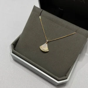 Mother-of-Pearl Fan Pavé Necklace