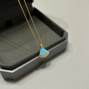 Turquoise Fan Pavé Necklace