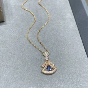 Fan Blue Center Pavé Necklace