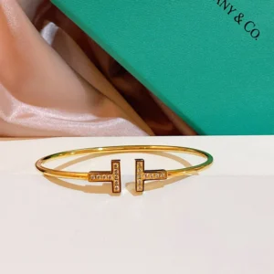 Double T Pavé Coil Cuff Bracelet
