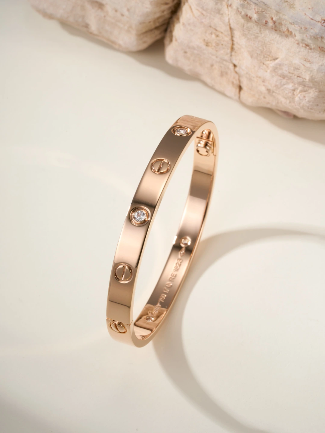 Wide Screw Motif Four-Pavé Bracelet