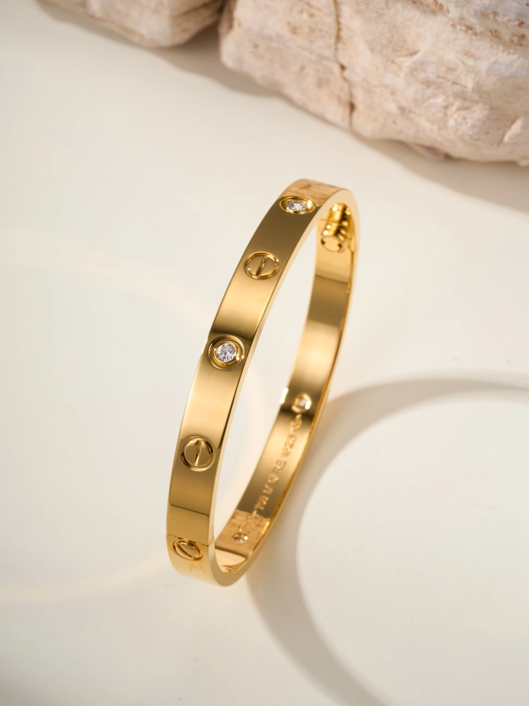 Wide Screw Motif Four-Pavé Bracelet