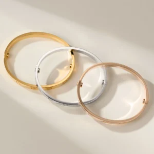 Wide Polished Screw Motif Bracelet