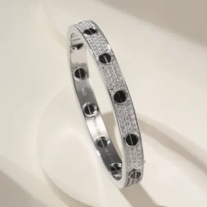 Wide Pavé Screw Motif Bracelet