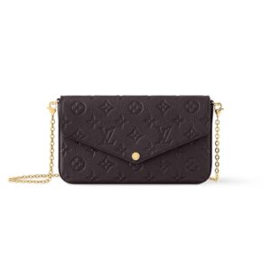 Louis Vuitton Black Embossed Chain Wallet on white background