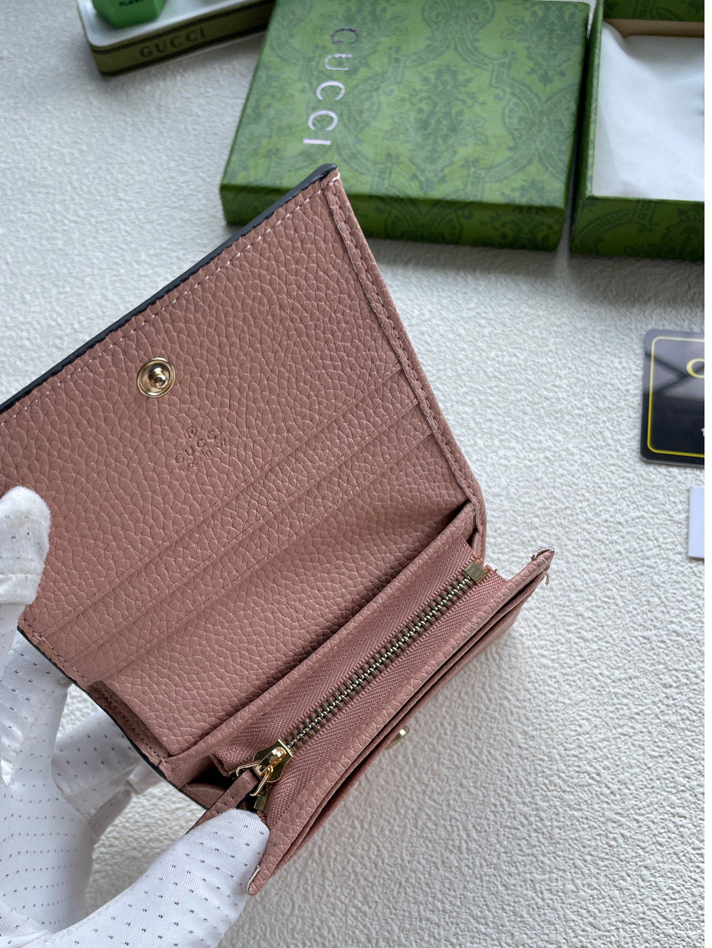 Pink Cowhide Lychee Pattern Clutch 11*9*2.5cm detail view 8