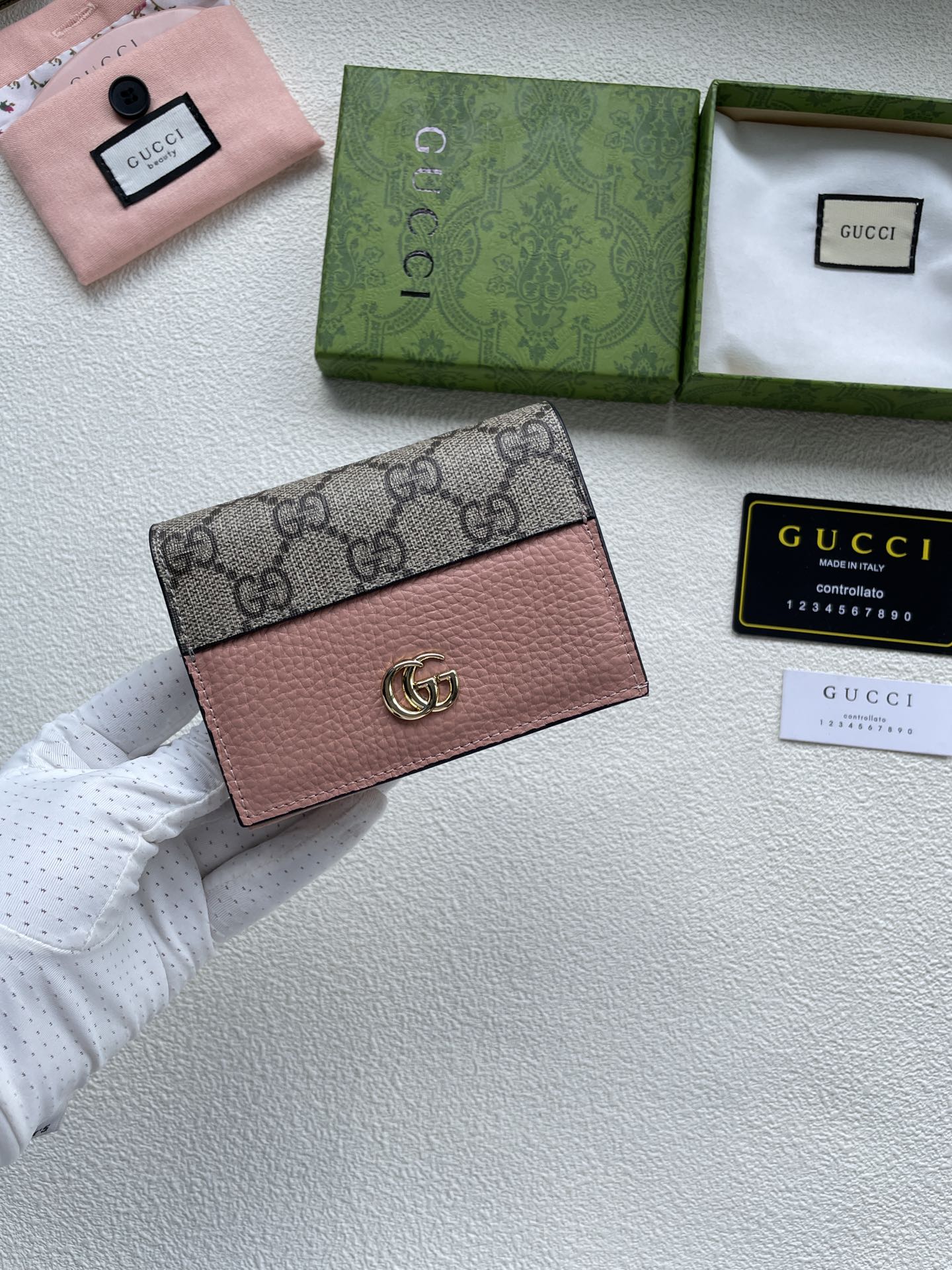 Old flower pink leather lychee pattern 11*9*2.5CM detail view 2