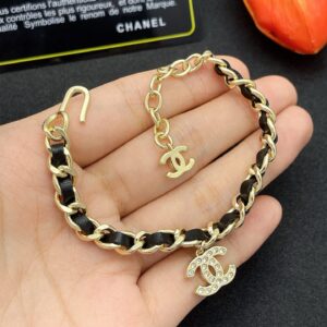 Leather and bronze gold bracelet main product image