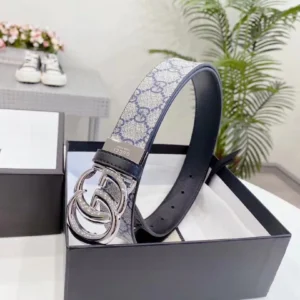 Men's Textured Leather Belt with Interlocking Round Buckle, 34 mm main product image