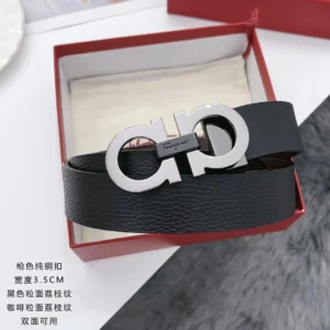 Men's Heritage Reversible Leather Belt with Sculpted Double-Ring Buckle, 35 mm main product image