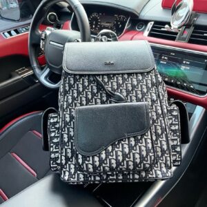 White monogram leather two-tone classic backpack