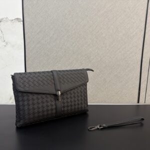 Black hand-woven clutch