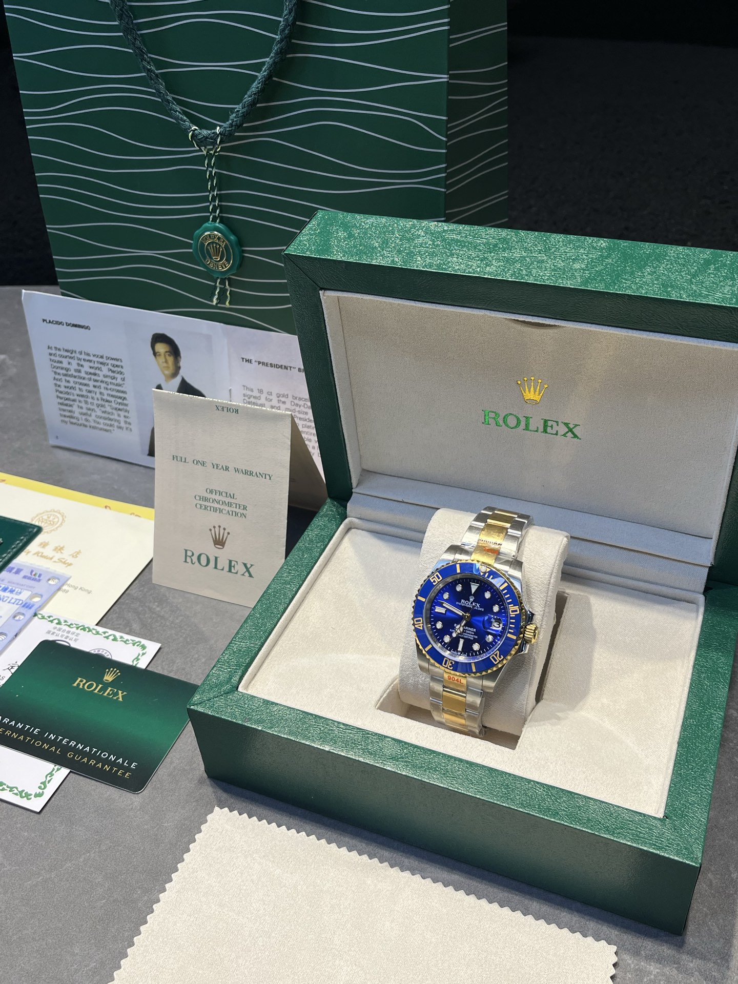 40mm gradient gold and blue mechanical watch