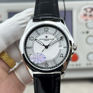 VC white dial leather strap watch