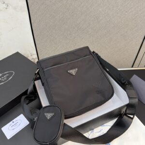 Black Nylon 2-in-1 Triangle Crossbody Bag