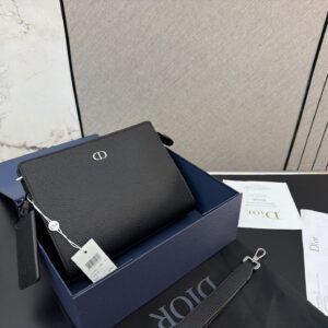 Classic Black Calfskin Saddle Clutch